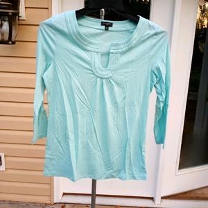 Talbots Three-Quarter Sleeve Mint Tee PS